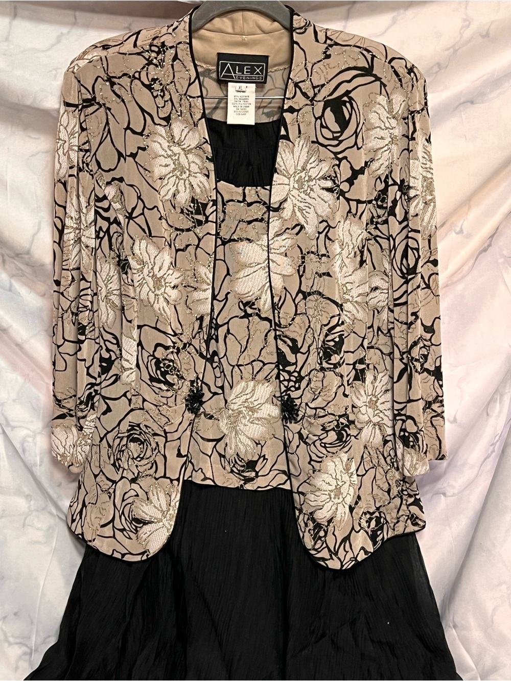 Alex Evenings Women's Beige Floral Metallic Blazer